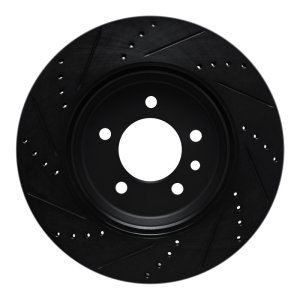 Land Rover Defender 90 Brake Rotor (1) - Rear Right - R1 Concepts - Drilled & Slotted - Black - `20-`25